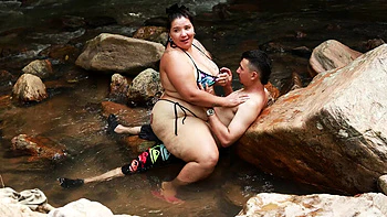Lexly_16 Outdoor River Fuck with Big Dick Stranger - Latina Blowjob and Cum on Pussy