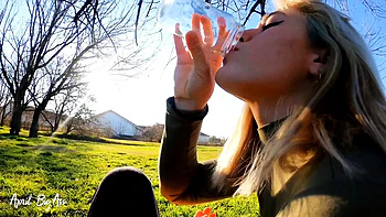 April BigAss Drinks Piss on Street in Real Outdoor Risk