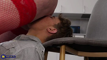 Curvy 72 Year Old Granny Noretta Seduces Her Grandson's Best Friend To Fuck Her Hard On The Couch