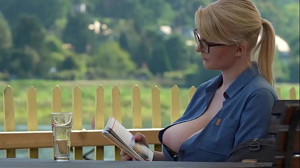 big natural saggy tits - exposed in public