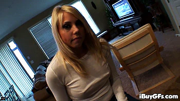 Busty blonde is felt up and her erect nipples licked