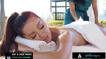 GIRLSWAY - Petite Vanna Bardot Gets Oiled Up By Resort Masseuse Jasmine Sherni - SPANISH SUBTITLES