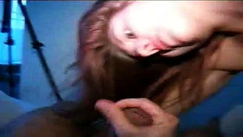 Skinny Couple Fucking on Red Sofa: Blowjob, Cowgirl  Big Tits Porn