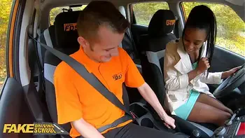 FakeDrivingSchool Ebony Brit Asia Rae Gets Stuck and Fucked