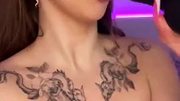 Adrianna Savu rails faux-cock between enormous mounds - super fuckin hot