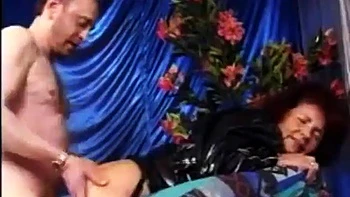 Hot pierced granny in latex fucks guy: Doggy, Missonary  Hardcore Porn