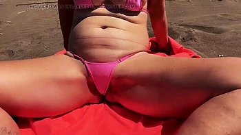 Mature MILF Dominatrix Humiliates Cuckold Husband on Nude Beach - Belgian Kmarcouple HD