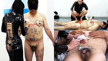 Asian Office Femdom: Boss Shaves Employee's Pubic Hair & Paints Body with Hot Wax