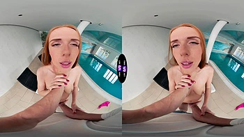 Redhead teen Holly Molly rides cock in steamy vr