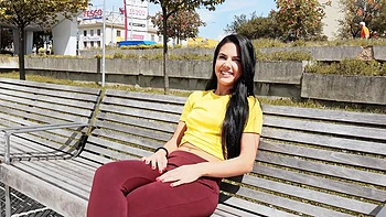 A young couple, including a stunning brunette, enjoys passionate intimacy in various positions.