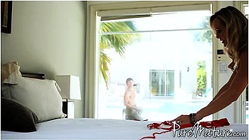 Brandi Love Bangs Poolboy In Poolhouse While Hubby Watches The Game