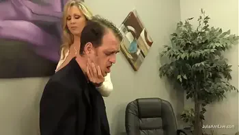 MILF Julia Ann Gets Her Step Son's Cum While He Lays On Her Big Tits!