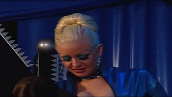 Humiliating face sitting, whipping guy in latex dress anal penetrated