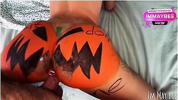 The Local Slut Gets Fucked By The Whole Town On Halloween