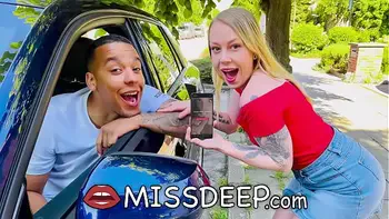 ALMOST CAUGHT! Old people walked by while BLACK DUDE fucks me IN HIS CAR: Chrystal Sinn  (FULL SCENE)- MISSDEEP.com