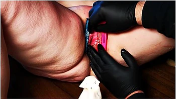 Labia And Clit With Candle, Clips And Brush