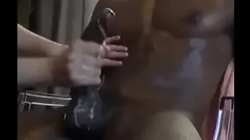 Edging handjob of HUGE black cock leads to shaking cumshot