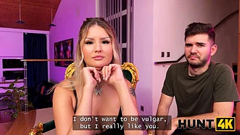 HUNT4K. Czech blonde bitch gives a fuck only about new tattoos and stranger s dick: Porn