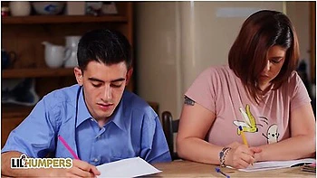 Milf Georgie Lyall Catches Her Stepdaughters Study Friend Humping A Pillow And Joins