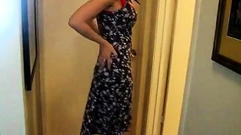 Beautiful Big-Breasted Girl Strips at Home