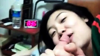 Cute Asian gets her first taste of big white cock