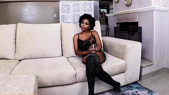 Ebony MILF Rides Big White Cock Deep