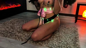 New Year's bondage with a blondie porn model, spanking her