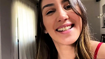 Petite brunette Natalia Nix deepthroats his cock