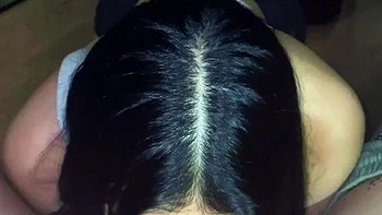 Mature brunette amateur giving a great POV blowjob