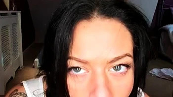 Mature brunette amateur giving a great POV blowjob