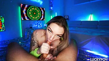 Inked chick in stockings Lilith Jane screwed by pretty large boner