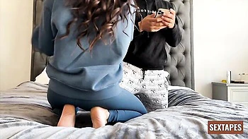 Happy curly-haired chick Suttin rammed by athletic boyfriend