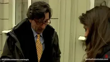 Bound hairy brunette dp banged