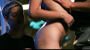 Perfect nighttime 3some with a passionate blonde Jessie Saint