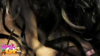 An awesome curly-haired ebony Melanie Coxxx is sucking on the knees