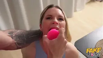 Fake Hostel - Young blonde thick wife with big soft tits and tight shaved pussy Katerina Rina cheats on her sugardaddy husband to have an orgasm on hotel workers big cock