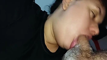 Bubbling A Lot Of Spit All Over His Cock, Smearing It All With His Blowjob