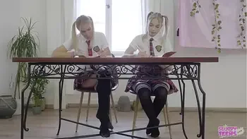 Two girls being STRIPED and FUCKED during a Dictation - Trailer#03 Mimi Cica & Lulu Love