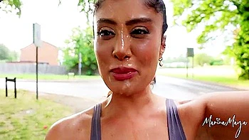 Plastic Bimbo Face Walking With Cum On Face After Public Deepthroat / Facefuck