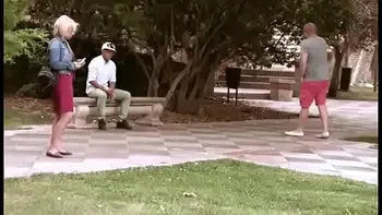 A new pickup! Blonde and SUPERBUSTY babe falls for a fake popstar