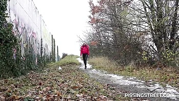 Spicy outdoor pissing with a long-legged babe Joana Intense