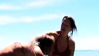 Outdoor anal solo and masturbating blonde