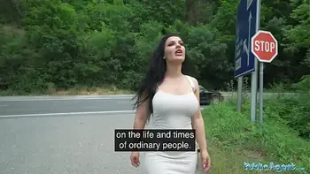 Public Agent hitch-hiker with fabulous big boobs fucking a big dick