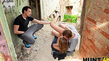 Stanley Johnson and Eyla Moore in outdoor clothed sex action