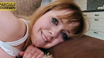 Older guy fucks young slut Cherry English hard on sofa