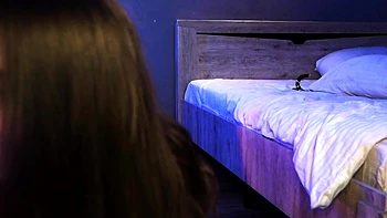 Small tit brunette amateur tugs on a big willie