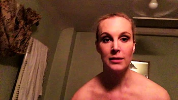 Amateur redhead milf sucking and foot job scene