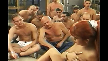 Hot French Babe Takes Massive Facials in Group Bukkake