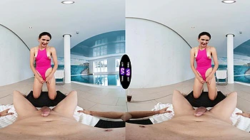 A glamorous model Vixi Rafi skillfully rides a cock in pov