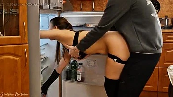 Russian Couple’s Kitchen Prank: Big White Cock Fucking Me
